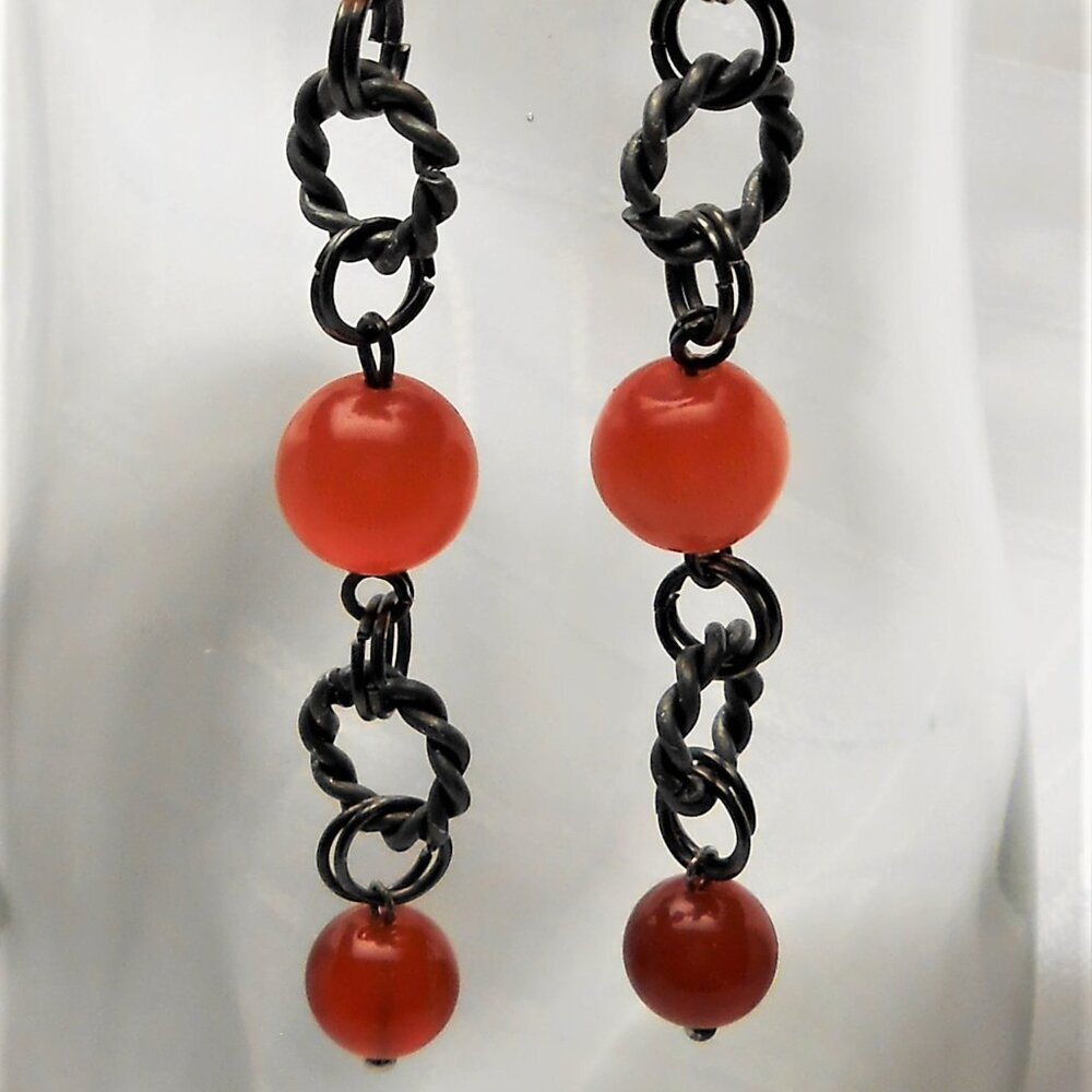 No 148 Handmade earrings with opales and antique silver rings